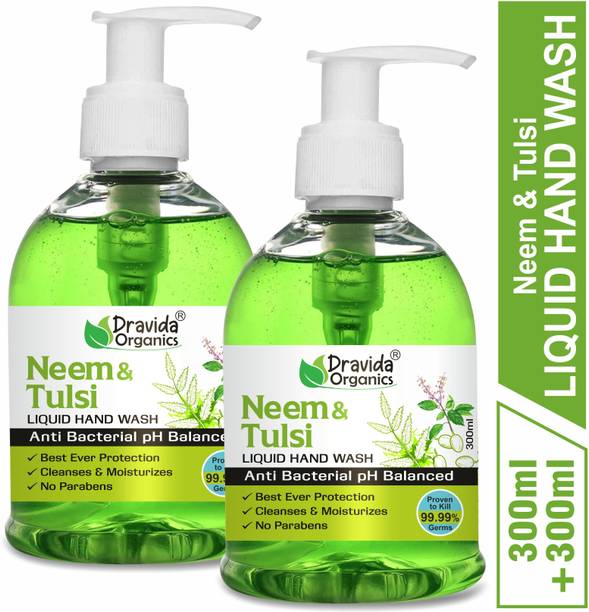 Dravida Organics Neem & Tulsi Anti Bacterial Hand Wash for Cleanses & Moisturizes Hand Wash Pump Dispenser