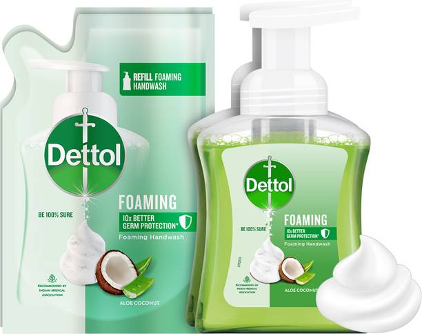 Dettol Foaming Combo , Aloe Coconut, Hand Wash Pump + Refill