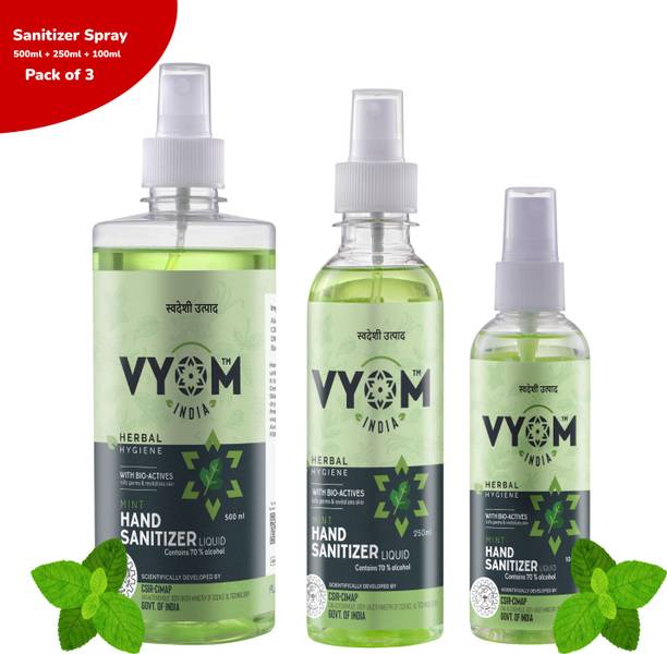 VYOM INDIA HerbalHygieneMintLiquidSanitizerSprayBottle Hand Sanitizer Bottle