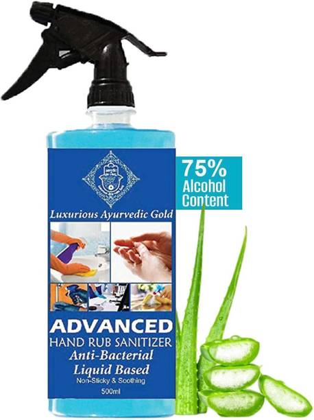 Luxurious Ayurvedic Gold Sanitizer Hand Rub Spray Bottle