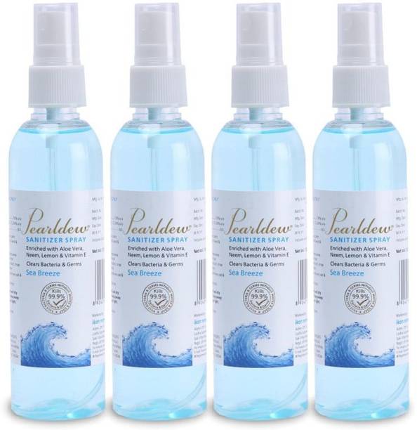 Pearldew Sanitizer Spray (Sea Breeze) | Aloe & Neem | Paraben Free 120 ml Hand Sanitizer Bottle
