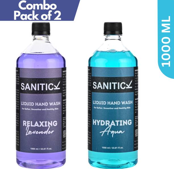 Sanitick Liquid Handwash - Relaxing Lavender & Hydrating Aqua | Combo Pack Hand Wash Bottle