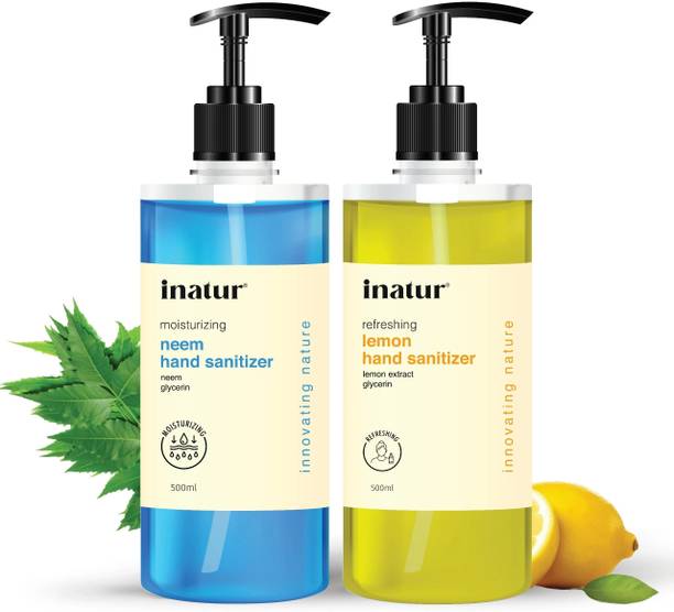 inatur Lemon and Neem Hand Sanitizer Pump Dispenser