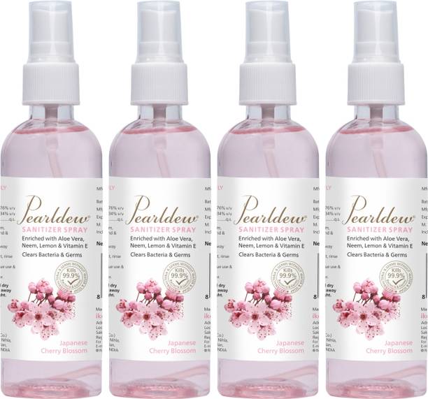 Pearldew Sanitizer Spray (Cherry Blossom) | Aloe & Neem | Paraben Free 120 ml Hand Sanitizer Bottle