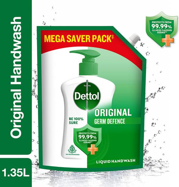 Dettol Original, liquid soap for bottle, no powder, 10X Germ Protection Hand Wash Refill Pouch