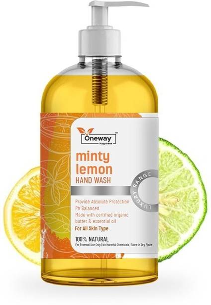 Oneway Happiness Minty Lemon Hand Wash with Aloe Vera & Lemon Extract Hand Wash Bottle