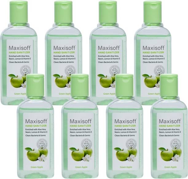 Maxisoft Sanitizer Gel (Green Apple) 100 ml | Aloe & Neem | Paraben Free Hand Sanitizer Bottle