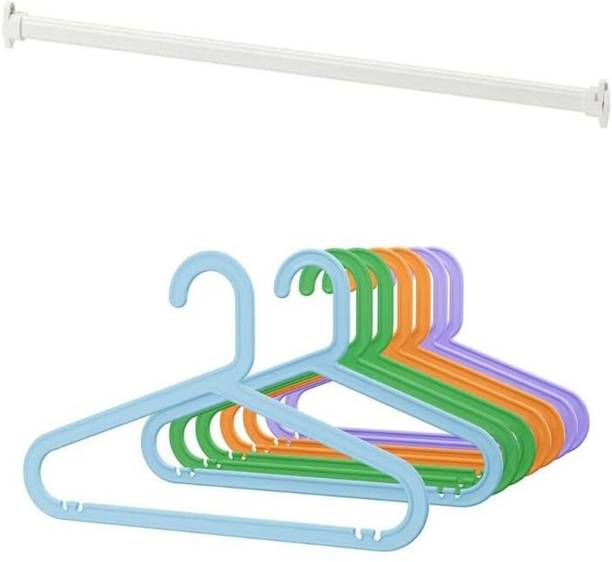 IKEA Children's Coat-Hanger, Mixed Colours with Clothes Rail, White 55 cm Plastic Coat Pack of 8 Hangers For  Coat