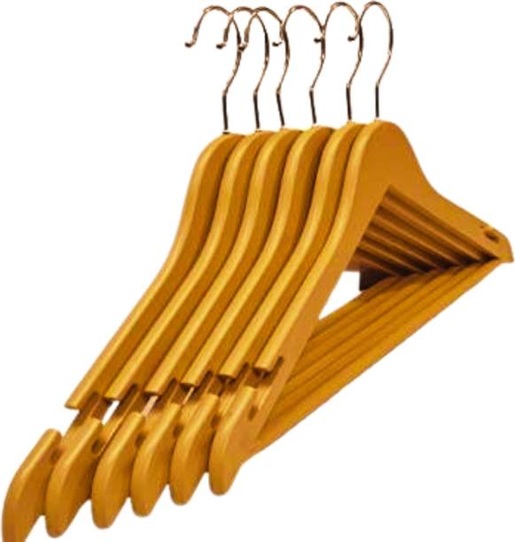 HitechMart Plastic Wooden-Style Clothes Hangers Plastic Shirt Pack of 6 Hangers For  Shirt