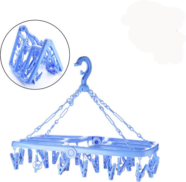 Urbanware Foldable Clip Hangers with 28 Drying Clips, Underwear Hanger with Clips,Laundry Plastic Scarf Hanger For  Scarf