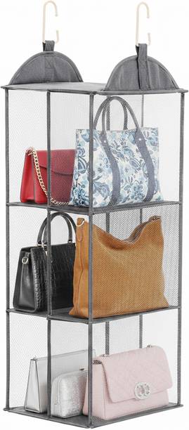 gustave Three Tier Hanging Closet Organizer with Six Mesh Compartments Storage Unit Closet Organizer