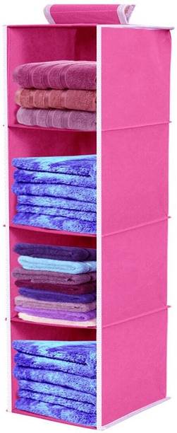 infinity craft Non-Woven 4 Shelf Closet Hanging Organizer/Clothes Storage Wardrobe Almirah Closet Organizer