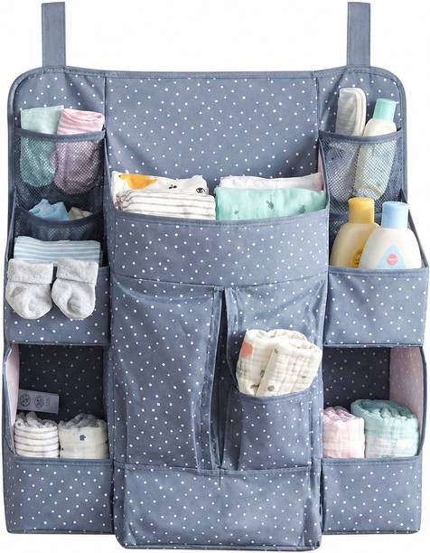 MS IMPEX Baby Bed Organizer Hanging Diaper Caddy Nursery Storage Blue Closet Organizer