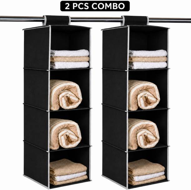 Swiftfold Hanging Organizer 4 Shelf | Foldable Non Woven Fabric Storage Rack for Closet Closet Organizer