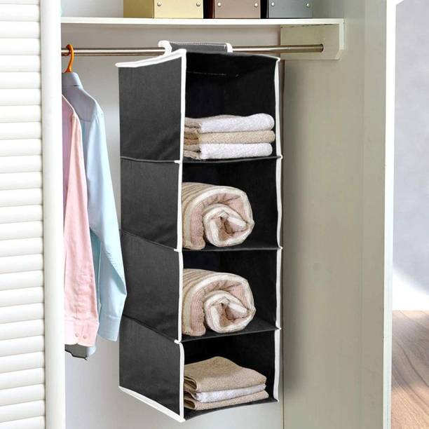 Tringe Set of 1 Non-Woven 4 Shelf Closet Hanging Organizer Clothes Storage Wardrobe Closet Organizer