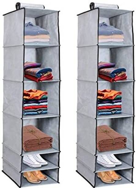 Kartual 6 Shelf Hanging Closet Organizer For Clothes, Sarees, Towels & Sheets Closet Organizer