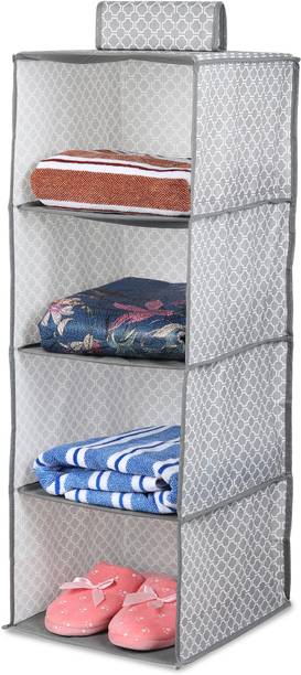 KriShyam ®Hanging Storage Closet Organizer Rack with 4 Compartments for Clothes,T-Shirts Closet Organizer