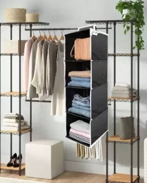 YRS Crafts Shelf Closet Hanging Organizer/ Wardrobe Organizer For Clothes Storage ( Black ) Accessories Organizer, Closet Organizer, Regular Organizer, Shoe Organizer