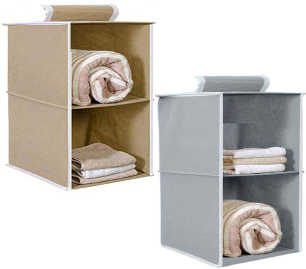 Flipkart SmartBuy Non Woven Hanging 2 Shelf Compartment Clothes Storage Organizer Pack of 2 Closet Organizer
