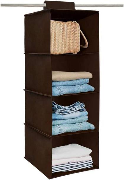 uhi Non Woven 4 Shelf Wardrobe Hanging Organizer/Clothes Storage Wardrobe Almirah Closet Organizer
