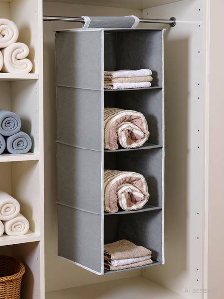TARVEL 4 Tier Hanging Organizer, Clothes Storage , Non Woven Cloth Organizer Closet Organizer