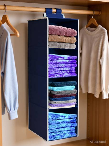 infinity craft Non-Woven 4 Shelf Closet Hanging Organizer/Clothes Storage Wardrobe Almirah Closet Organizer