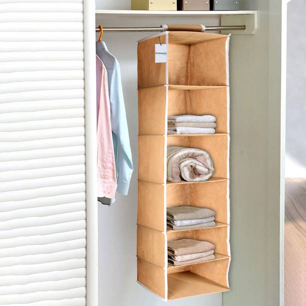 HOMESTIC 6 Shelf Closet Hanging Organizer/ Wardrobe Organizer For Clothes Storage (Brown) Regular Organizer