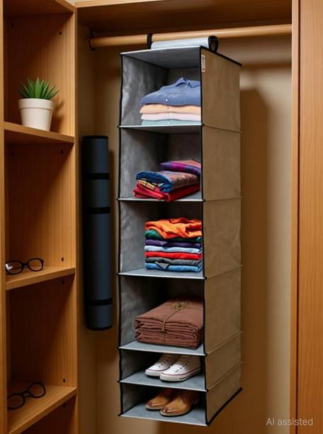 Unicrafts 2 Section Closet Organizer - Hanging Shelves Shoe Organizer, Regular Organizer, Closet Organizer