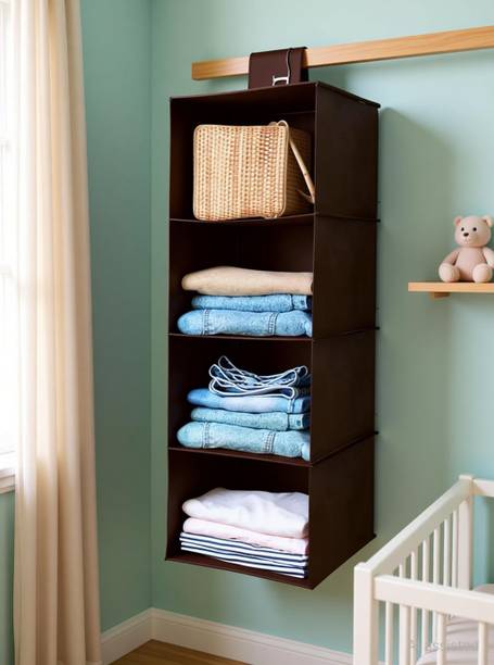Organo Craft 4 Shelf Non Woven Closet Hanging Organizer/Clothes Storage Wardrobe Almirah Closet Organizer
