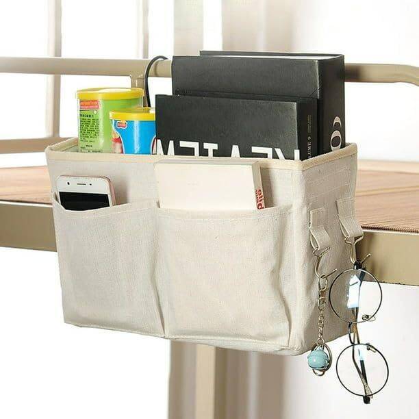 Shreeshann Bedside Organizer Caddy Hanging with Hook, Bed Storage Pocket for Room Bedside Organizer