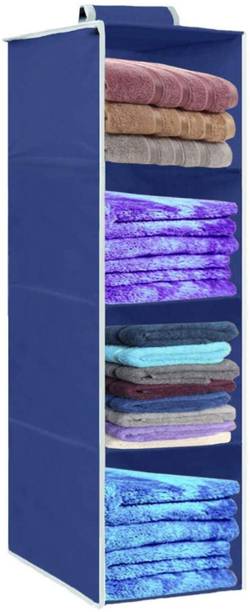 IMCREATIONS 4 Shelf Non-Woven Closet Hanging Organizer for Clothes Storage Wardrobe Almirah Closet Organizer