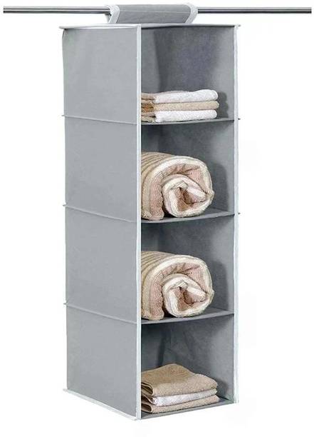 Ryboa Haima Non Woven 4 Shelf Closet Hanging Organizer/Clothes Storage Wardrobe Almirah Closet Organizer