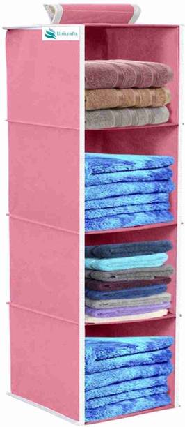 Sv,enterprise Hanging Organizer 4 Shelves Foldable Pack of 1 Pc Pink Closet Organizer Closet Organizer