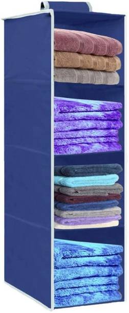 IMCREATIONS 1 Pieces Foldable Hanging Closet Organizer with 4 Shelves For Wardrobe Clothes Closet Organizer