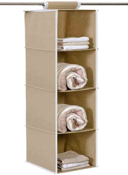 Ryboa Haima 4 Shelf Non-Woven Closet Hanging Organizer/Clothes Storage Wardrobe Almirah Closet Organizer