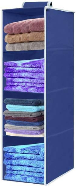 infinity craft Non-Woven 4 Shelf Closet Hanging Organizer/Clothes Storage Wardrobe Almirah Closet Organizer