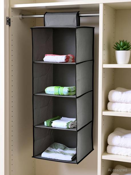 VDNSI Hanging Organizer 4 Shelves Foldable Closet Organizer Cupboard Hanger Bag Closet Organizer