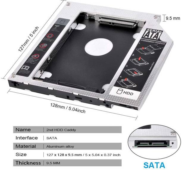 VOOCME SATA 9.5 mm Hard Drive Caddy for CD 2.5 inch 9.5 mm Hard Drive Caddy
