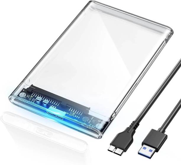 BKC SATA to USB 3.0 External Hard Drive Enclosure HDD/SSD, Transparent Hard Disk Box 2.5 inch Shock Resistant Hard Drive Enclosure