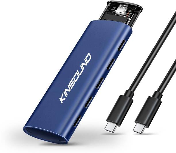 Kinsound M.2 NVMe SSD Enclosure Adapter Tool-Free,Aluminum 10Gbps USB C External Portable 3 inch USB Type C