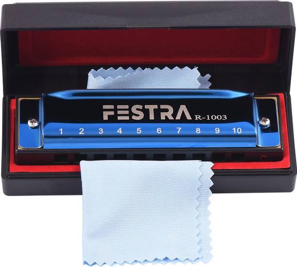FESTRA R-1003-Blue, Harmonica Key of C 10 Holes 20 Tones Diatonic Mouth Organ