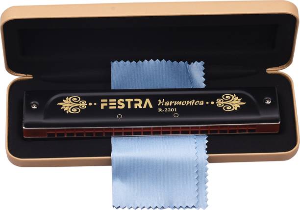 FESTRA R-2201, Mouth Organ 22 Holes Tremolo Advanced Harmonica Key of C with Cover