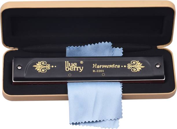 BLUEBERRY R-2201 22 Holes Tremolo Advanced Harmonica Mouth Organ Key of C with Cover