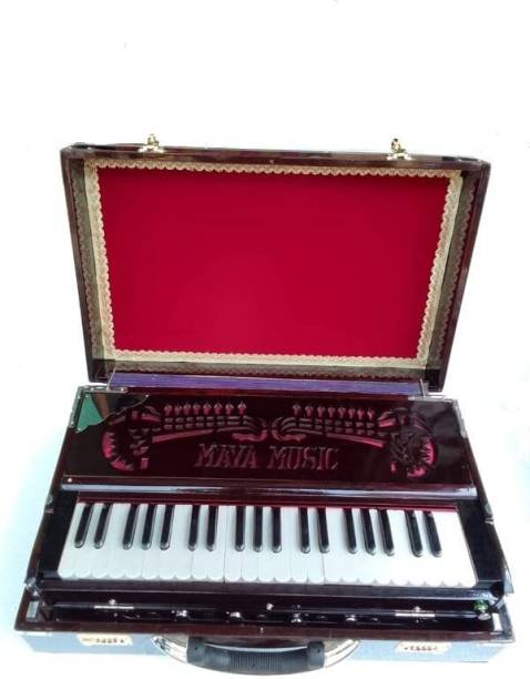 MAYAMUSICALS 3.75 Octave Box Harmonium with Coupler with Bass Male Reeds With 42 Keys 3.75 Octave Hand Pumped Harmonium