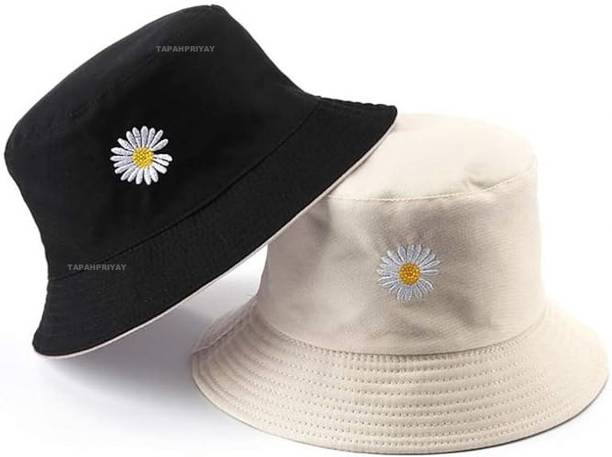 TAPAHPRIYAY 1 Pcs Beige and Black Bucket Hat for Women Men Reversible Double Side