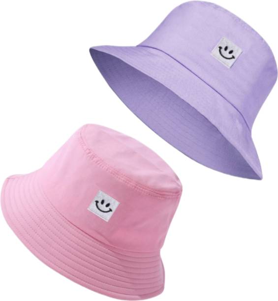 REFFER Smiley unisex Embroidered Cotton bucket hat for women and men