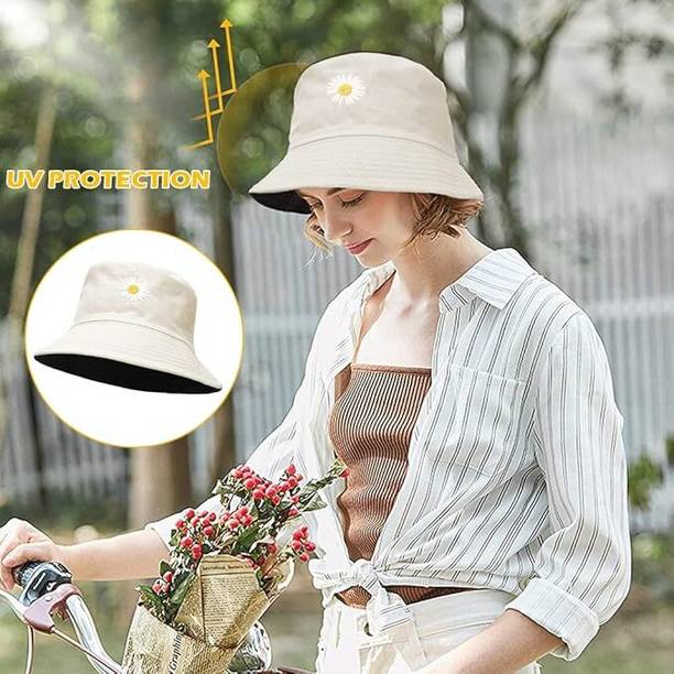 TREXEE Women Bucket Hat Foldable Cotton Sun Beach Hat Fisherman Hat Casual