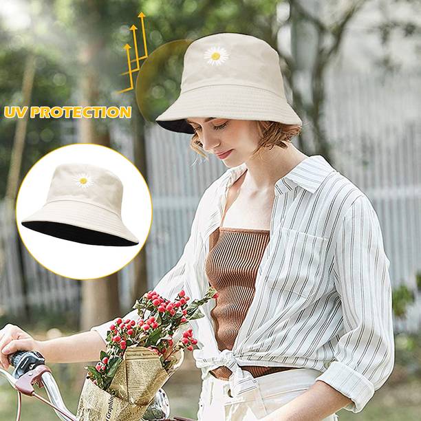 PALAY Women Bucket Hat Foldable Cotton Sun Beach Hat Fisherman Hat Casual Outdoor Cap