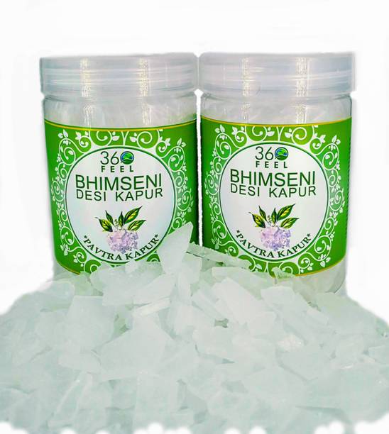 360feel Bhimseni Camphor for Pooja, Meditation, Havan, Room Freshener, insect repellent