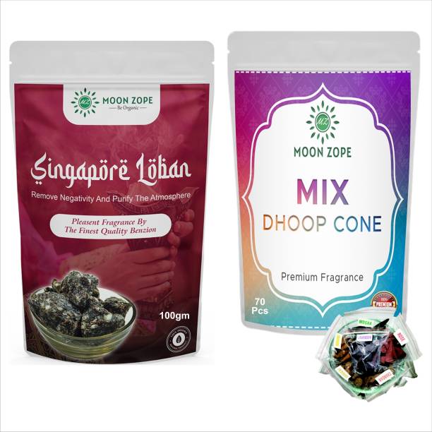 MOON ZOPE Loban Dhoop For Pooja 100 gm | Mix Dhoop Cone For Pooja 70 Pcs | Premium Quality
